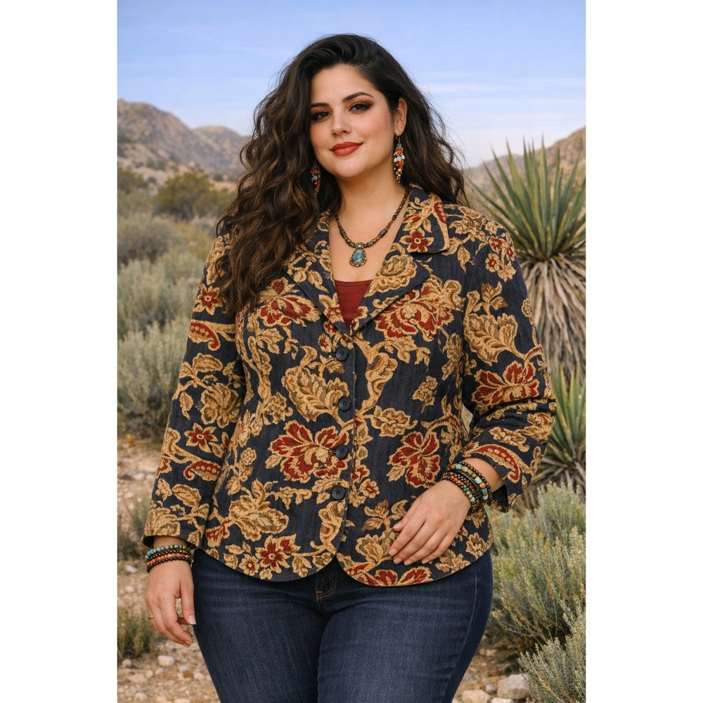 Lane Bryant Tapestry Jacket Dark Romance Floral Artsy Southwest Size 18/20W 2X